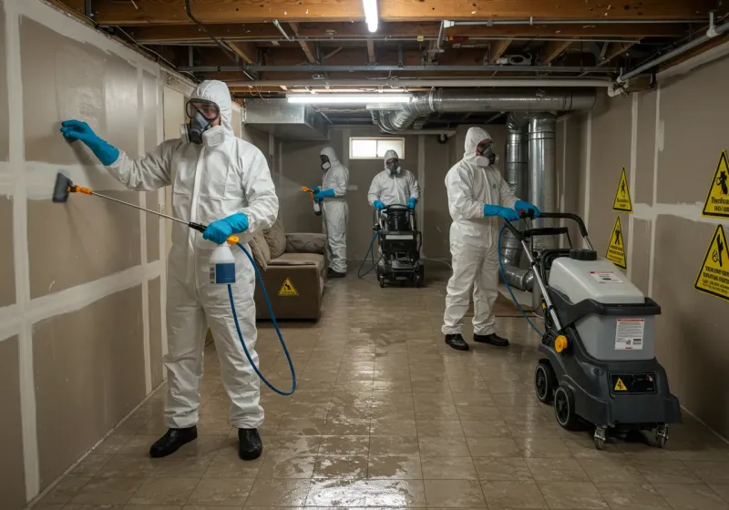 Basement Moisture Removal and Structural Drying process in Rush City, MN